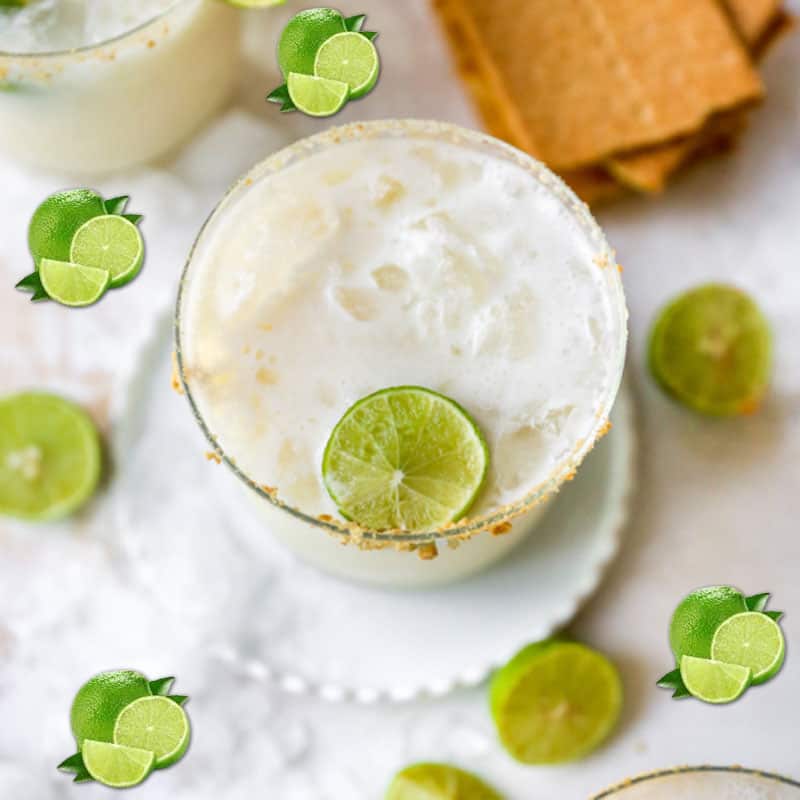 Top down view of key lime pie margarita texas roadhouse recipe
