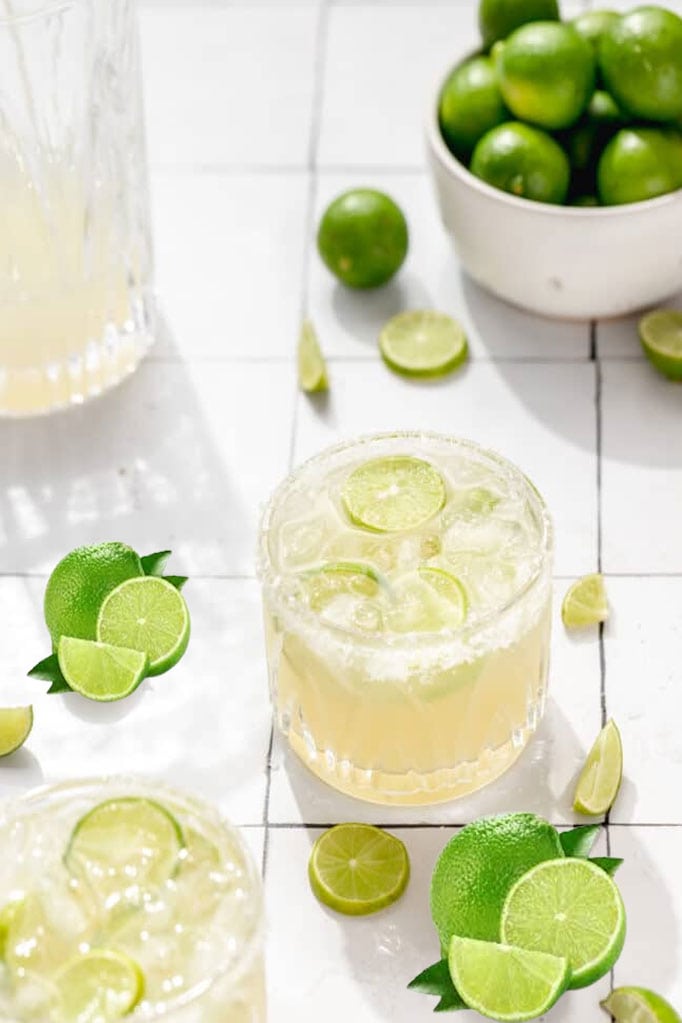 Overhead view of a prepared texas roadhouse coastal key lime margarita recipe 