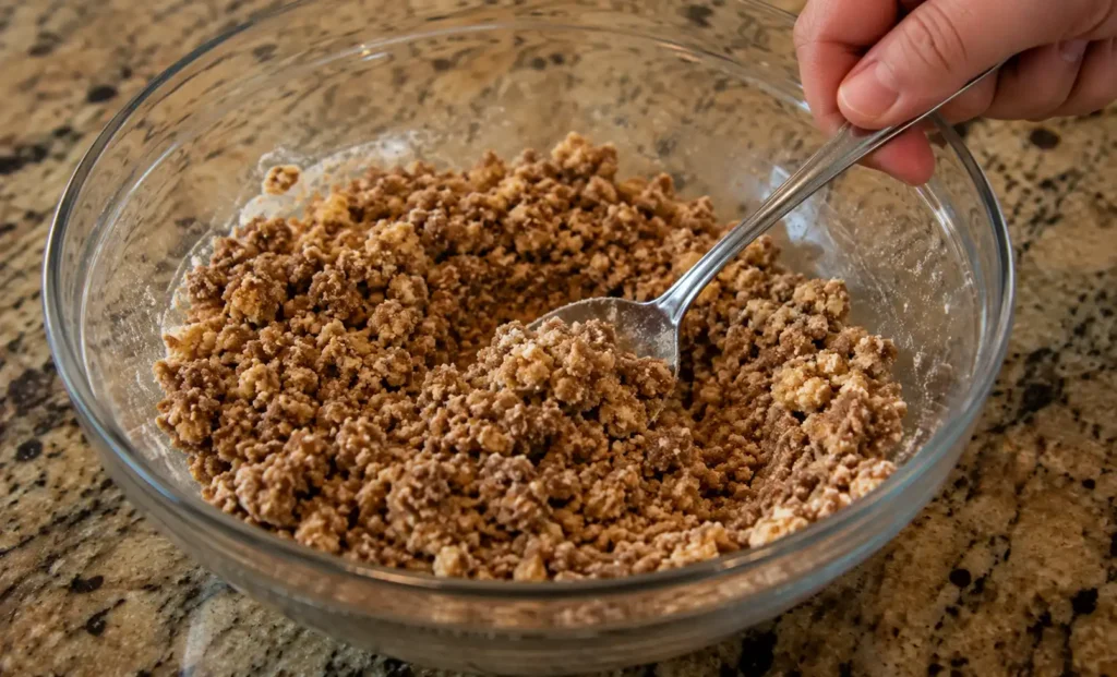 Combine the flour, brown sugar, granulated sugar, salt, nutmeg